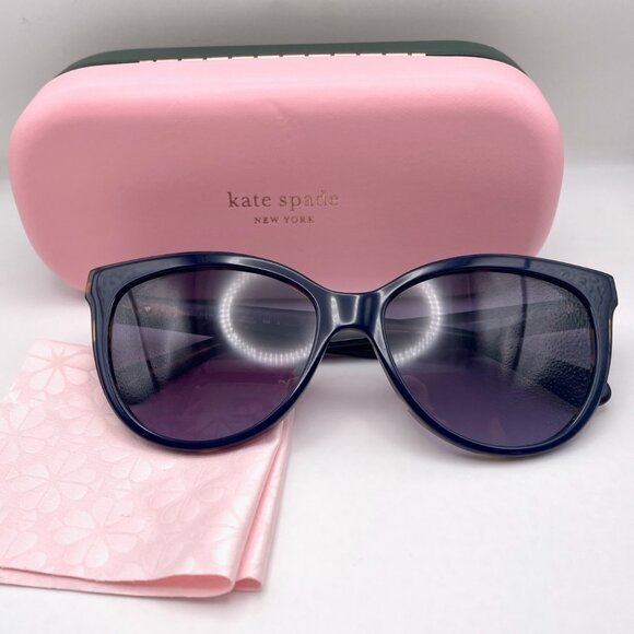 kate spade Accessories - Kate Spade Daesha Navy Blue Havana Tortoise Shell Big Round Cat Eye Sunglasses